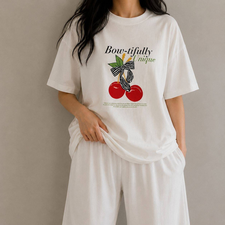 تیشرت زنانه نخ پنبه آستین کوتاه کد 0059 | فری سایز یقه گرد